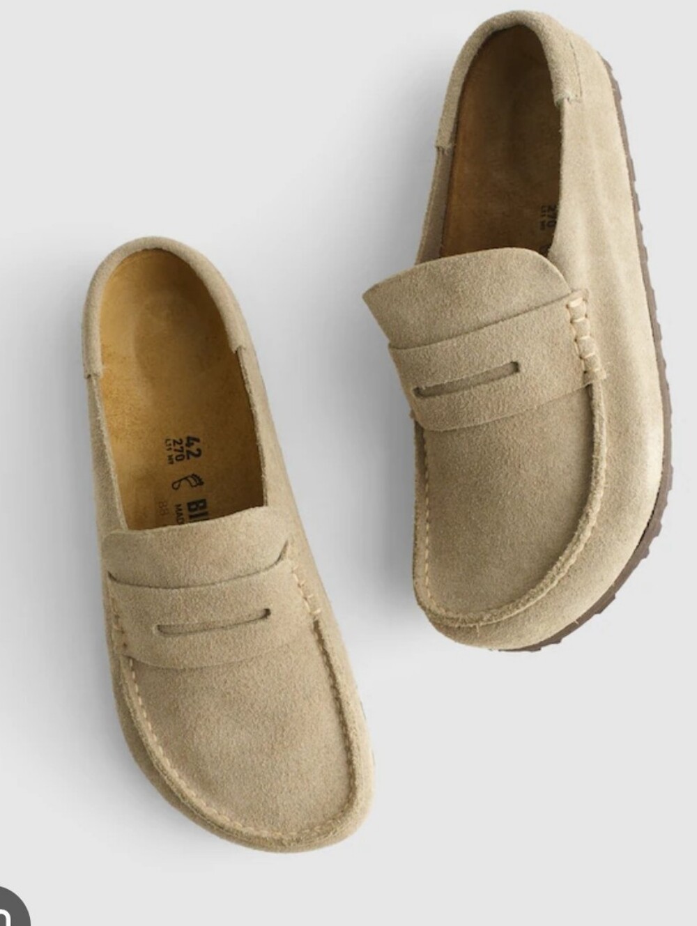Birkenstock Suede Penny Loafers in Beige